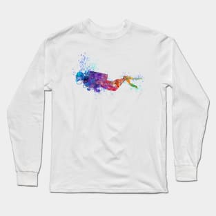 Scuba Diver Watercolor Painting Long Sleeve T-Shirt